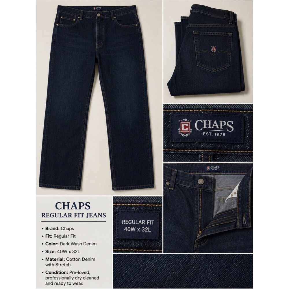 Chaps Men's Relaxed Dark Wash Denim Jeans